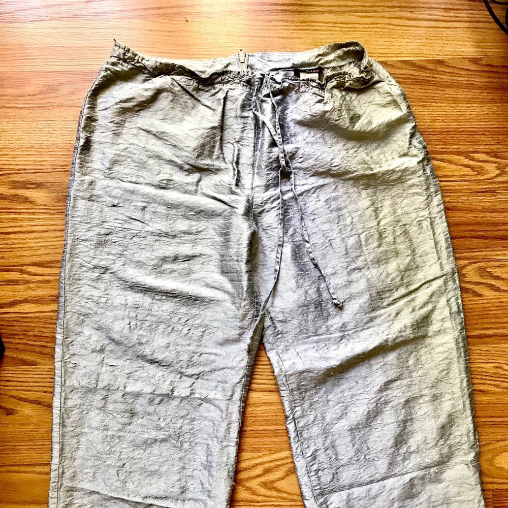 Silver 100% Silk pants